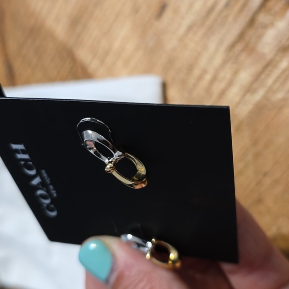 COACH Two-Tone Signature C Double Drop Earrings - Picture 2 of 6